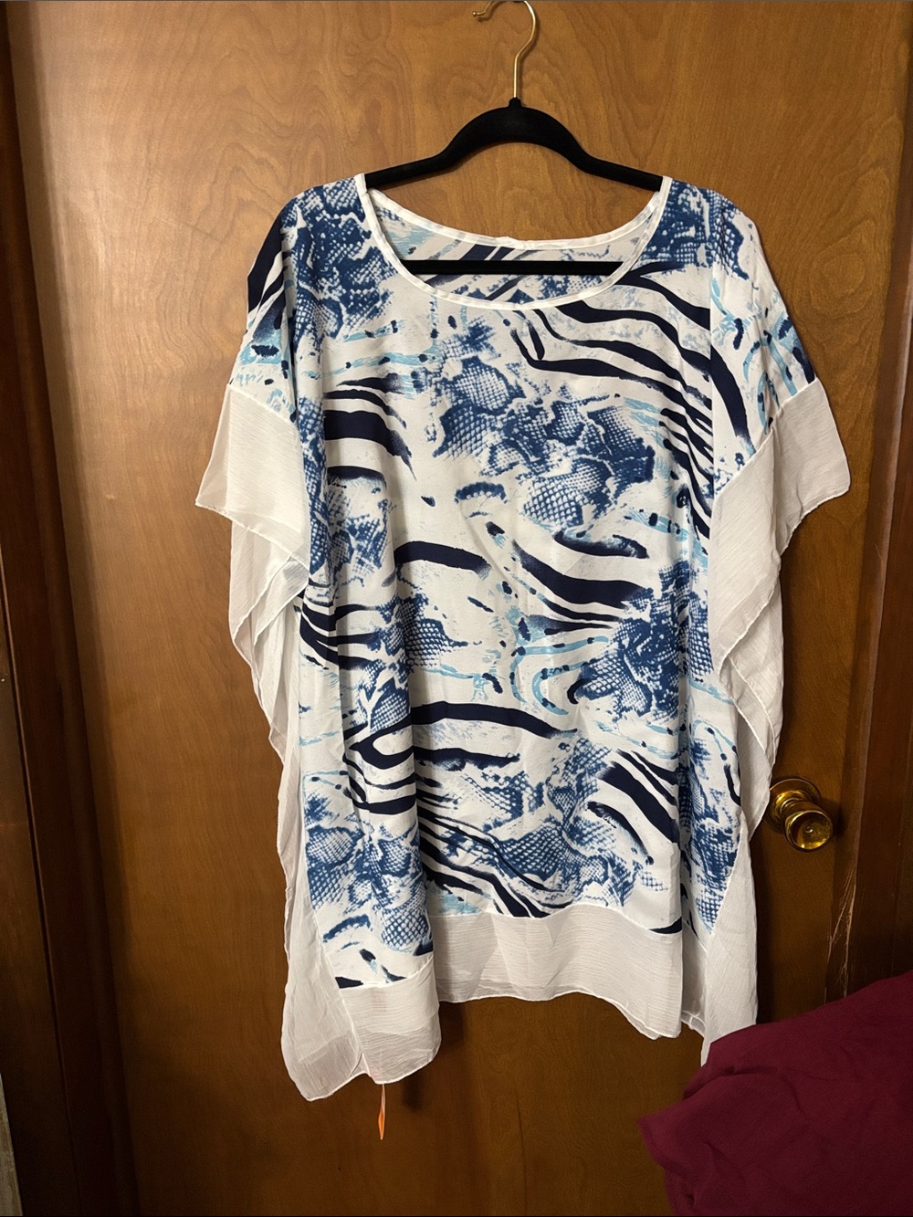 Relaxed Blue & White Printed cover up